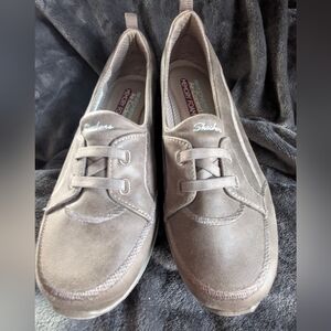 Skechers Slip-On Memory Foam Sneakers - Taupe